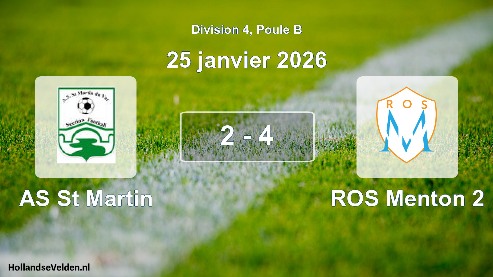 Gespeelde wedstrijd: AS St Martin - ROS Menton 2 2 - 4 (25 januari 2026)