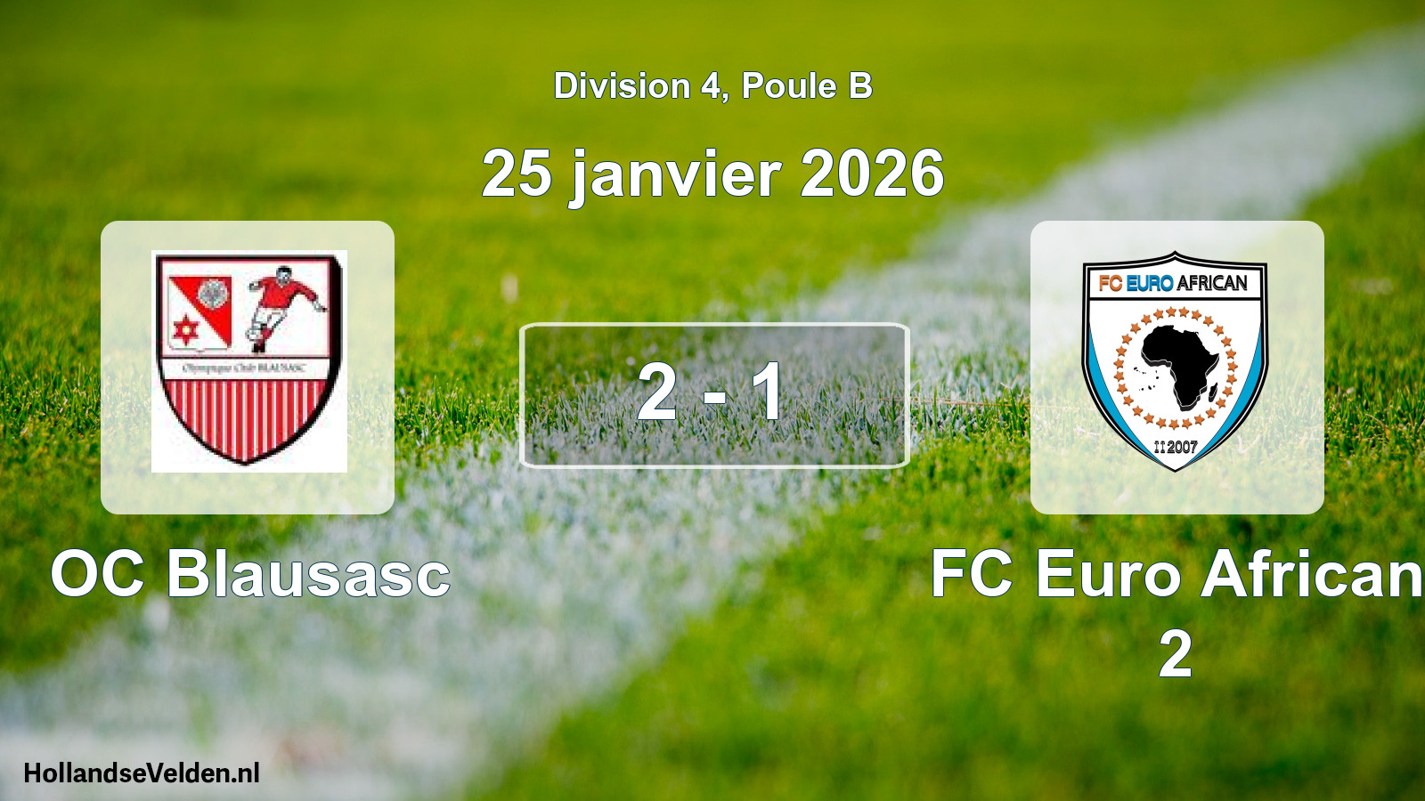 Gespeelde wedstrijd: OC Blausasc - FC Euro African 2 2 - 1 (25 januari 2026)