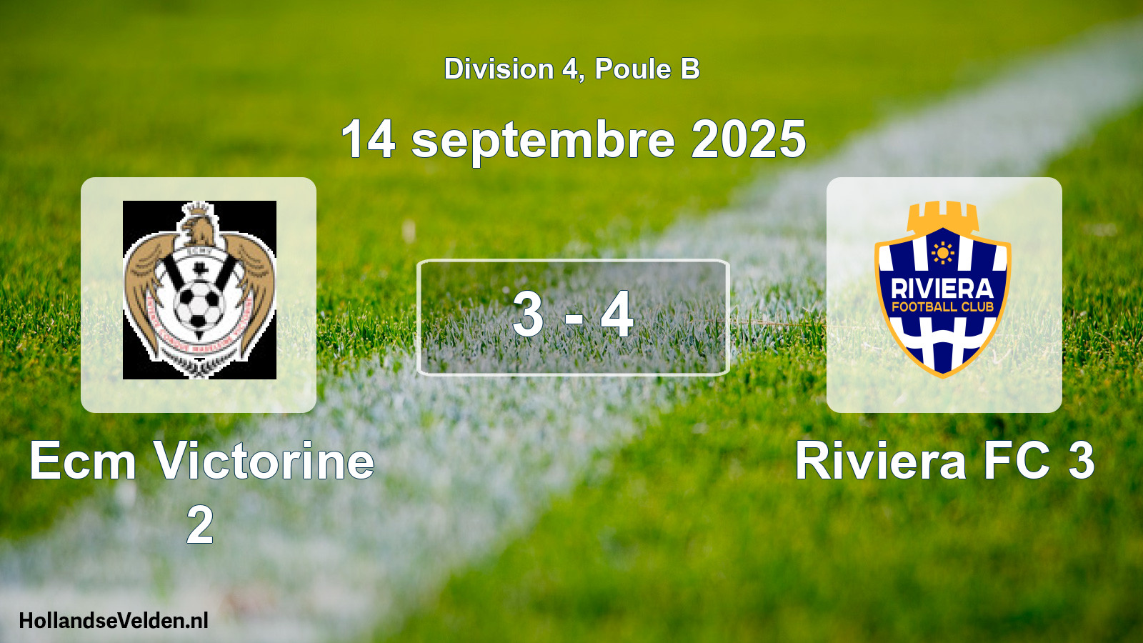 Gespeelde wedstrijd: Ecm Victorine 2 - Riviera FC 3 3 - 4 (14 september 2025)