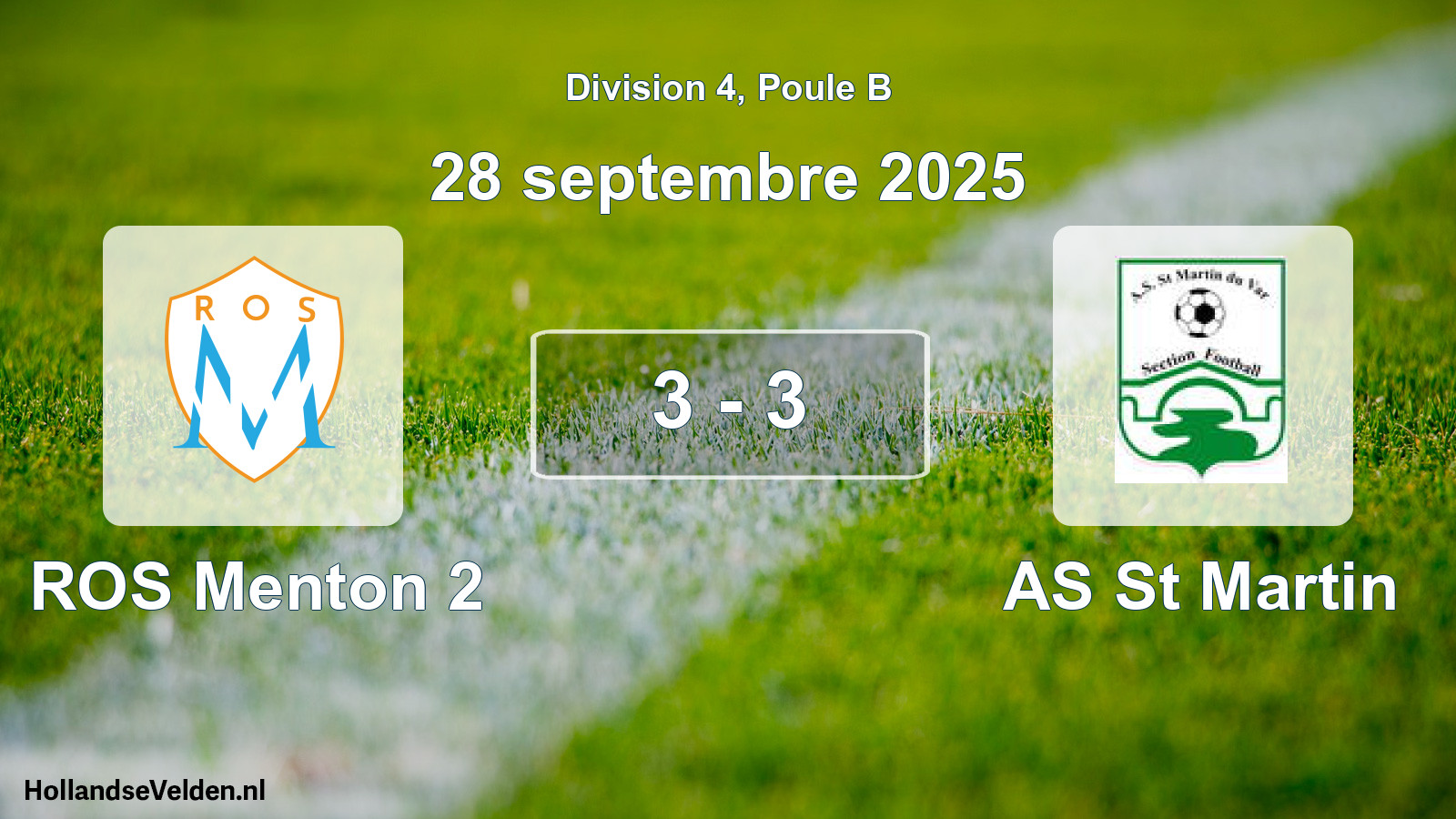Gespeelde wedstrijd: ROS Menton 2 - AS St Martin 3 - 3 (28 september 2025)