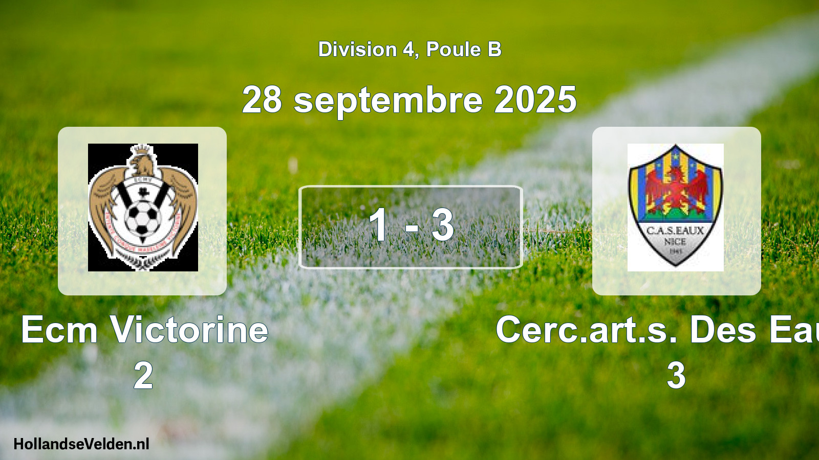 Gespeelde wedstrijd: Ecm Victorine 2 - Cerc.art.s. Des Eaux 3 1 - 3 (28 september 2025)