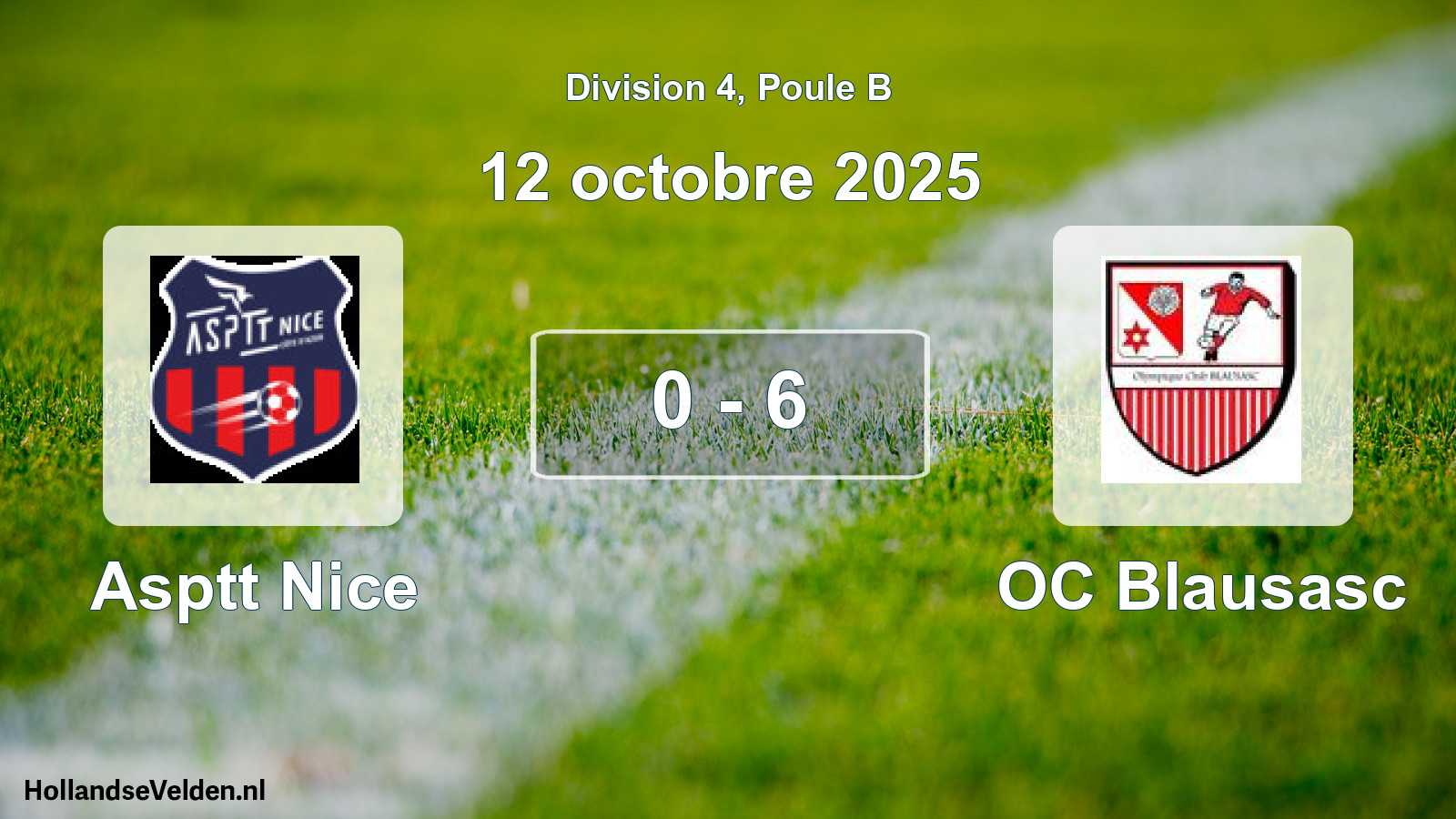 Gespeelde wedstrijd: Asptt Nice - OC Blausasc 0 - 6 (12 oktober 2025)