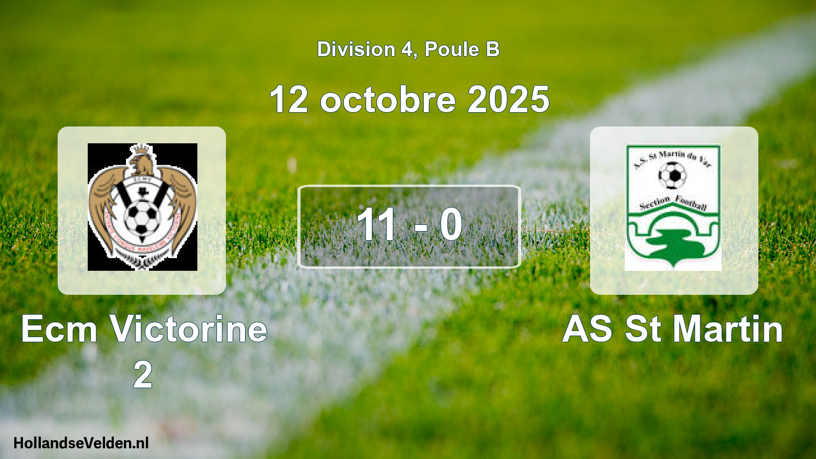 Gespeelde wedstrijd: Ecm Victorine 2 - AS St Martin 11 - 0 (12 oktober 2025)