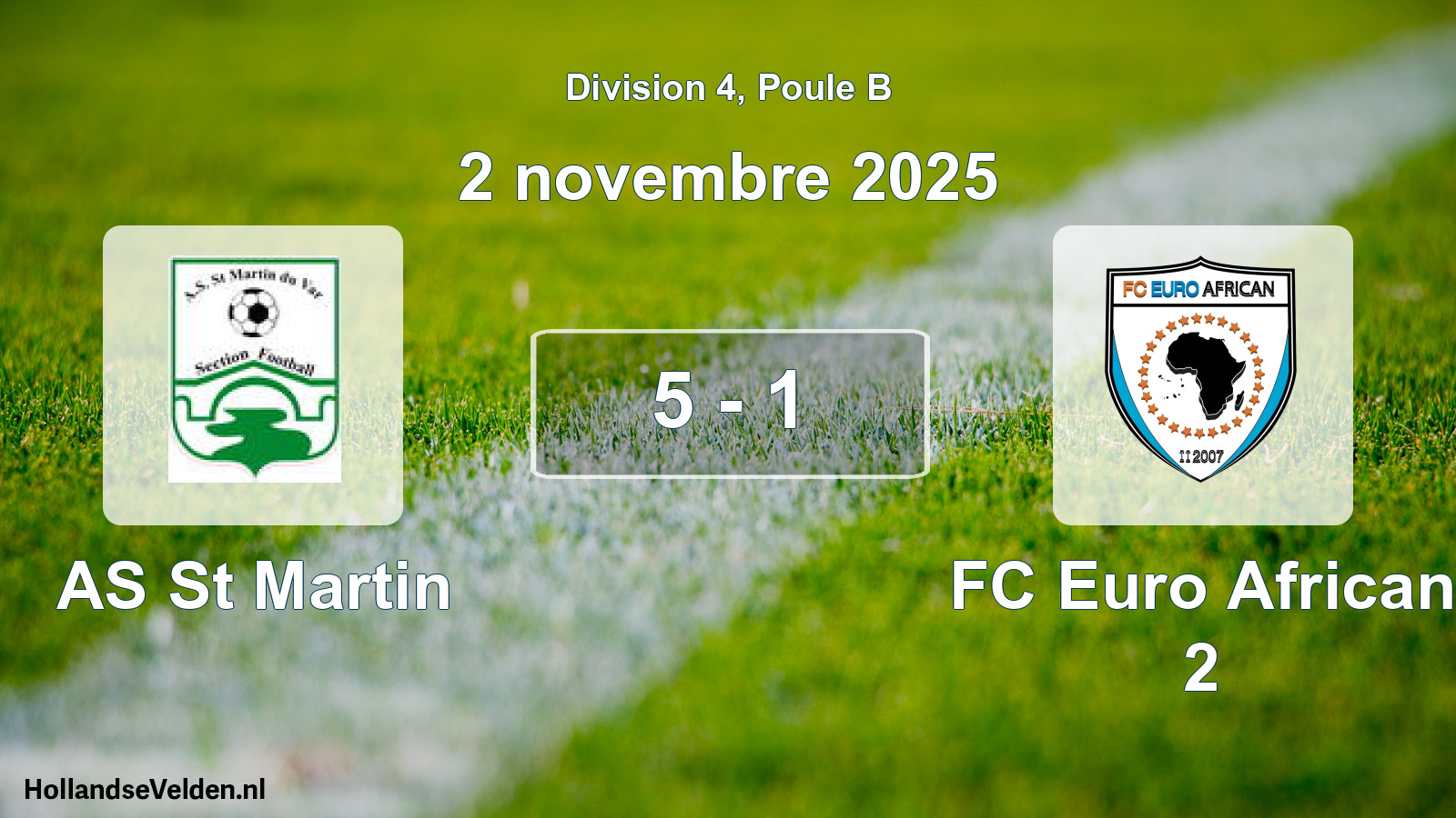 Gespeelde wedstrijd: AS St Martin - FC Euro African 2 5 - 1 (2 november 2025)
