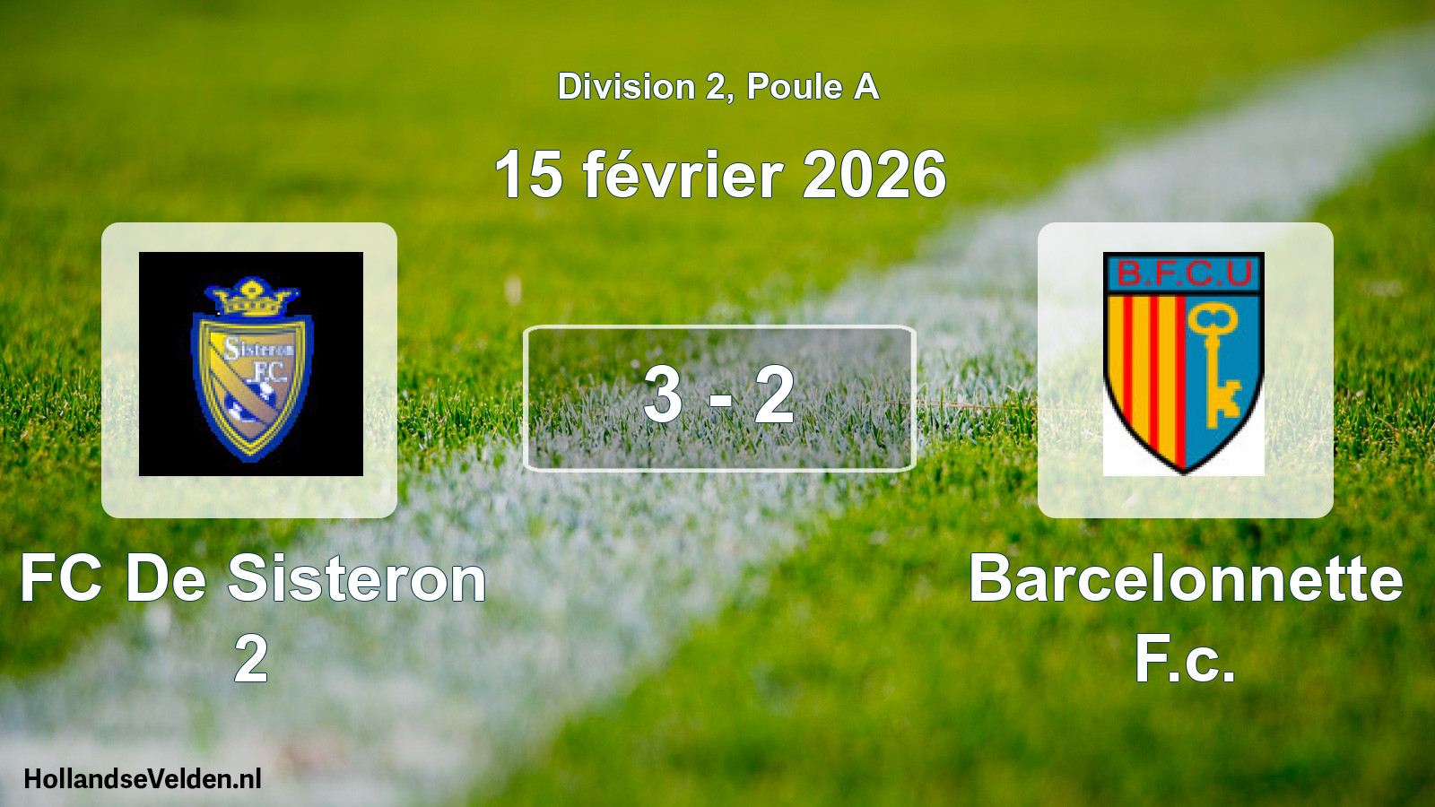 Total number of matches played: FC De Sisteron 2 - Barcelonnette F.c. 3 - 2 (15 February 2026)