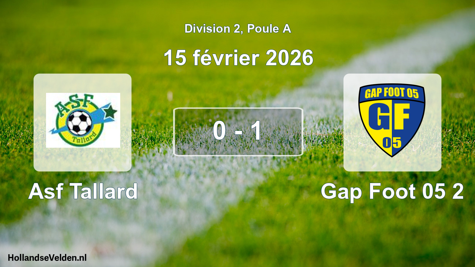 Total number of matches played: Asf Tallard - Gap Foot 05 2 0 - 1 (15 February 2026)