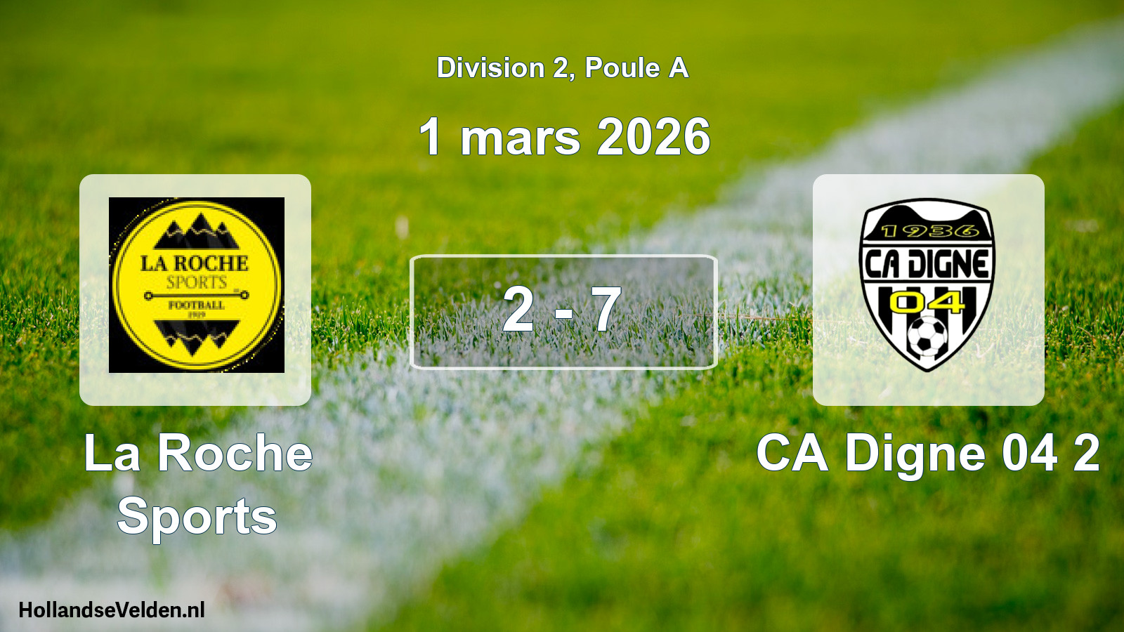 Total number of matches played: La Roche Sports - CA Digne 04 2 2 - 7 (1 March 2026)