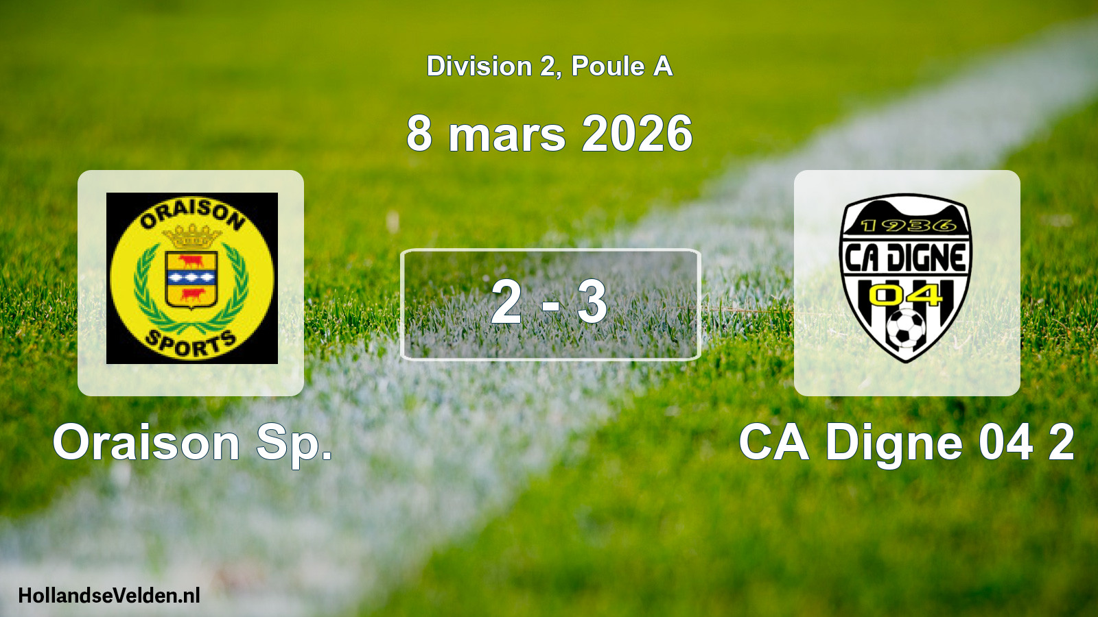 Total number of matches played: Oraison Sp. - CA Digne 04 2 2 - 3 (8 March 2026)