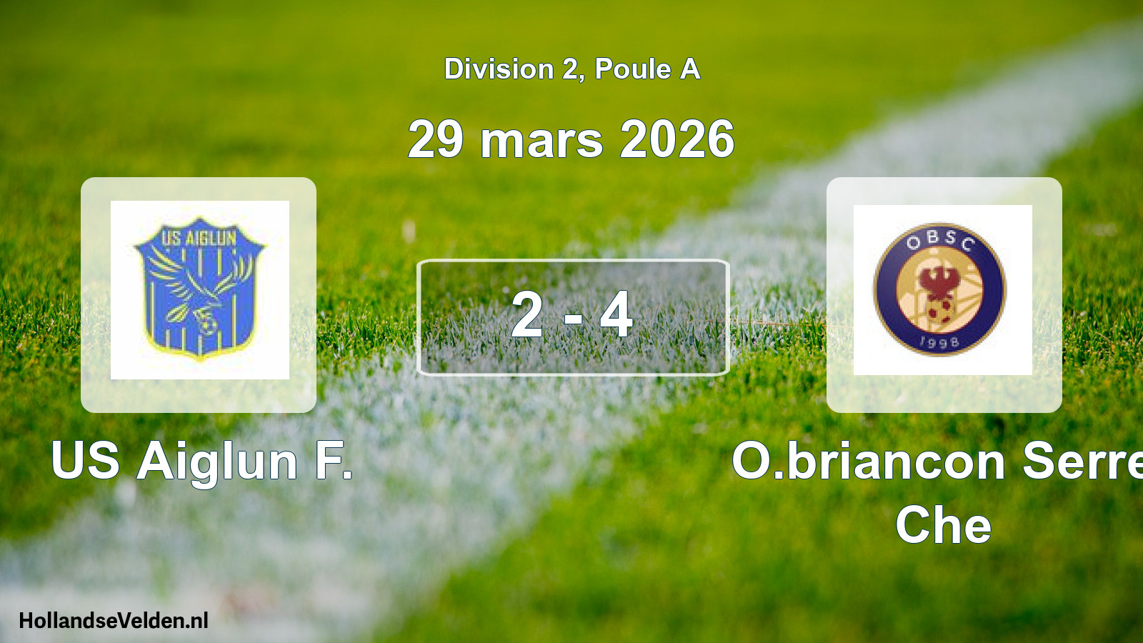 Total number of matches played: US Aiglun F. - O.briancon Serre Che 2 - 4 (29 March 2026)
