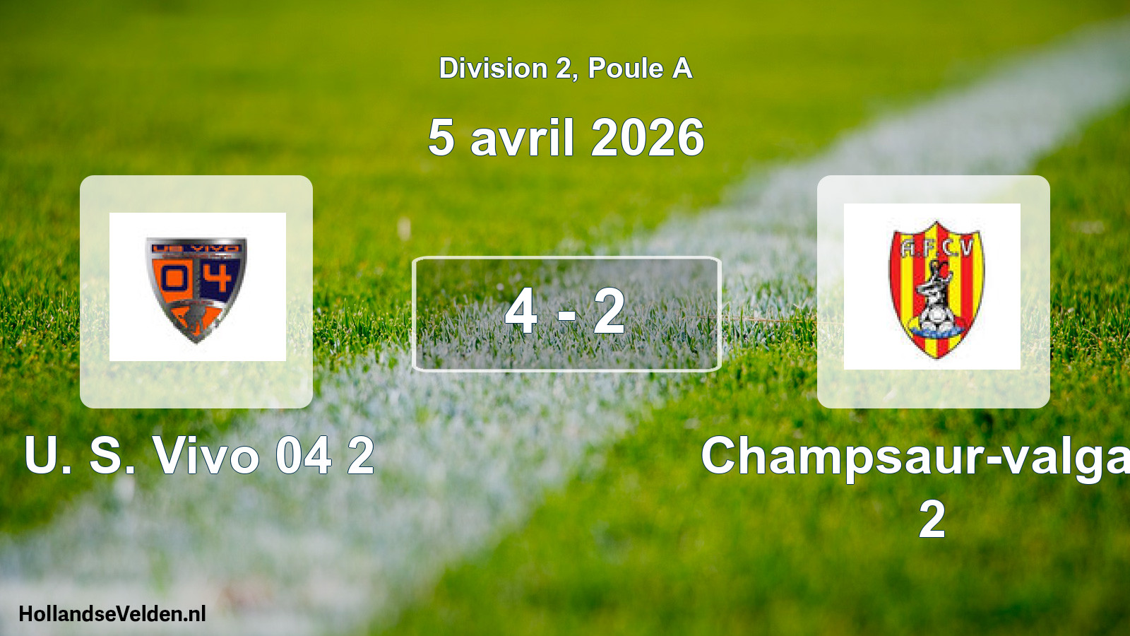 Total number of matches played: U. S. Vivo 04 2 - Champsaur-valgau 2 4 - 2 (5 April 2026)