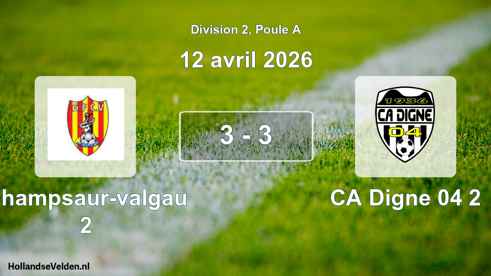Total number of matches played: Champsaur-valgau 2 - CA Digne 04 2 3 - 3 (12 April 2026)
