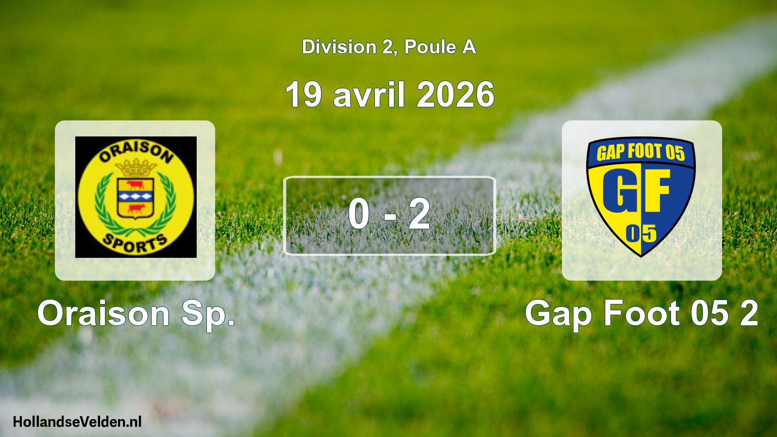 Total number of matches played: Oraison Sp. - Gap Foot 05 2 0 - 2 (19 April 2026)