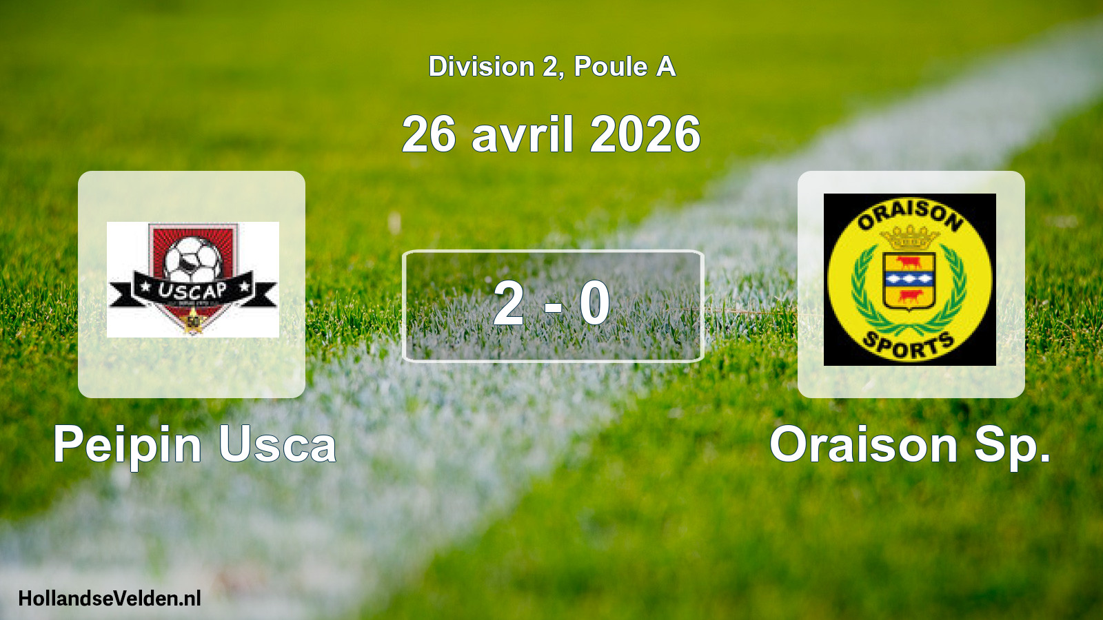 Total number of matches played: Peipin Usca - Oraison Sp. 2 - 0 (26 April 2026)