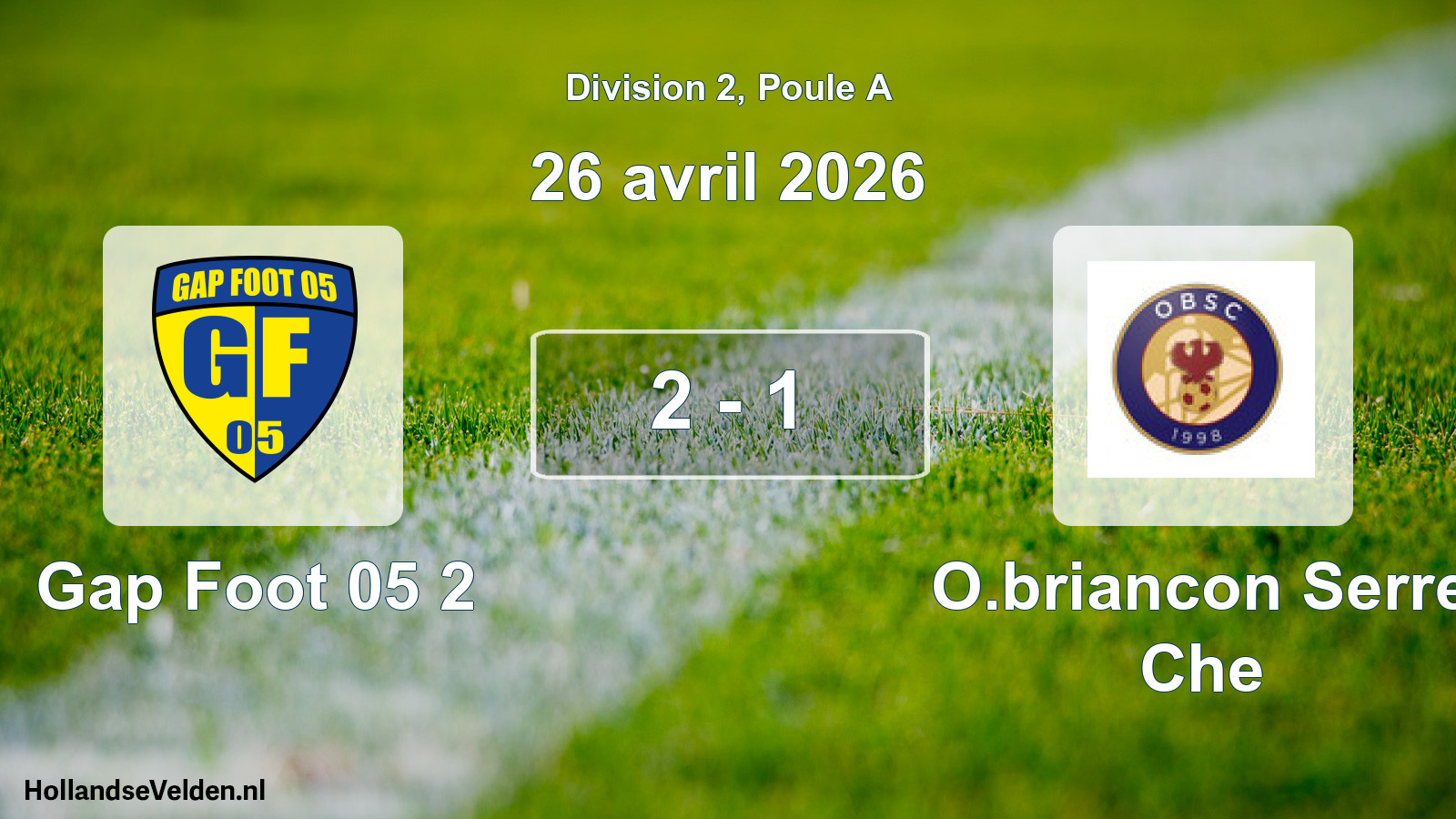 Total number of matches played: Gap Foot 05 2 - O.briancon Serre Che 2 - 1 (26 April 2026)
