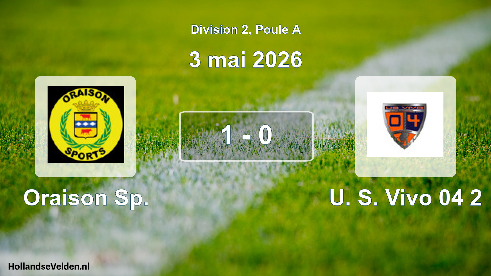 Total number of matches played: Oraison Sp. - U. S. Vivo 04 2 1 - 0 (3 May 2026)