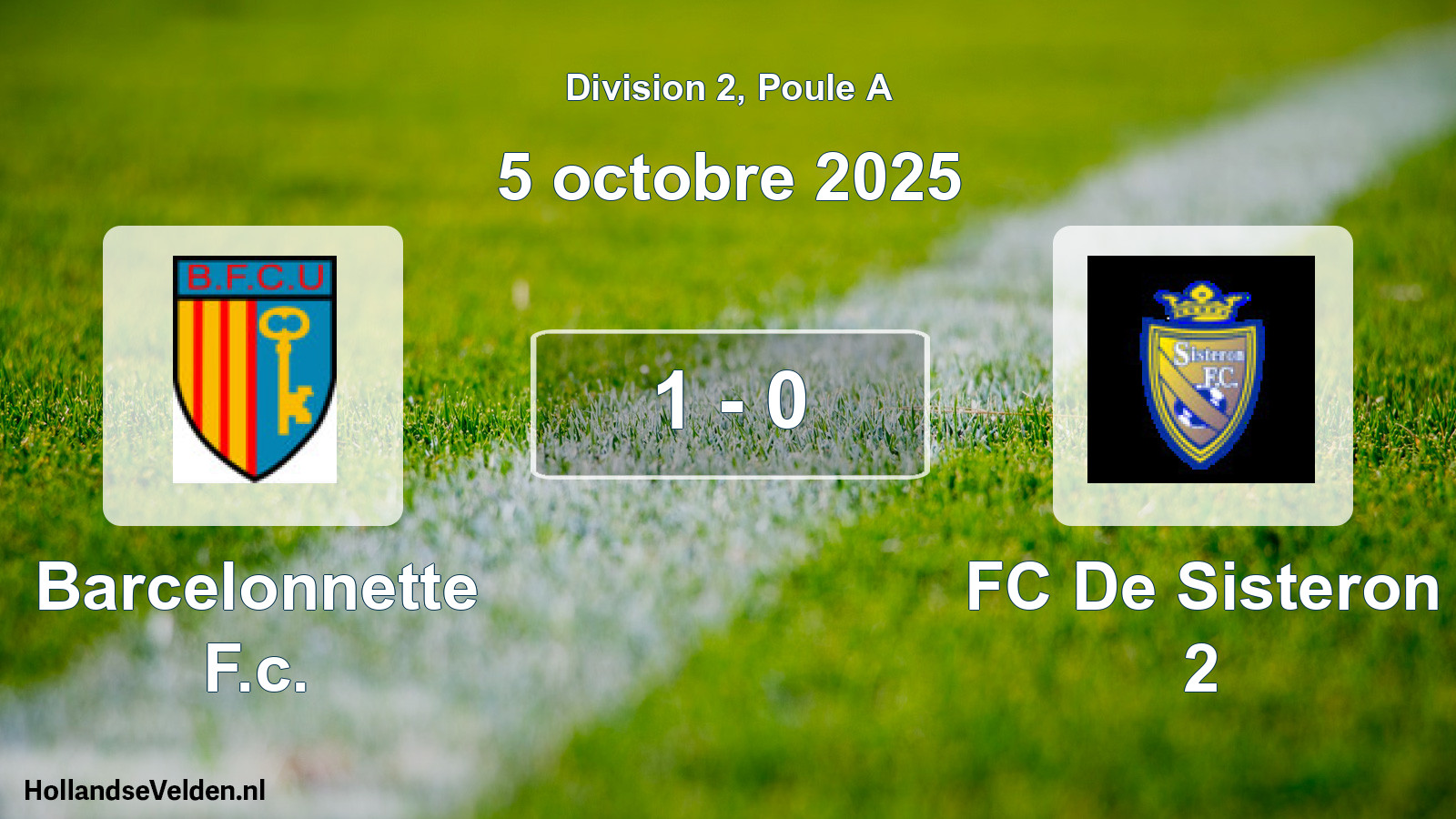 Total number of matches played: Barcelonnette F.c. - FC De Sisteron 2 1 - 0 (5 October 2025)