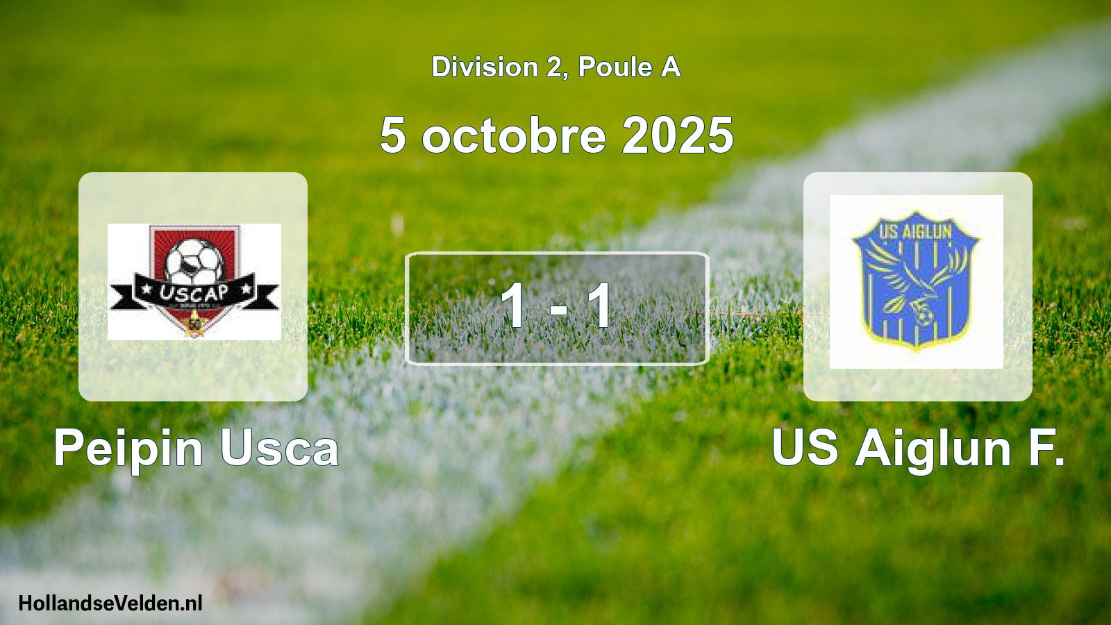 Total number of matches played: Peipin Usca - US Aiglun F. 1 - 1 (5 October 2025)