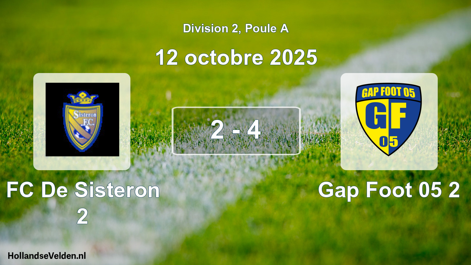 Total number of matches played: FC De Sisteron 2 - Gap Foot 05 2 2 - 4 (12 October 2025)