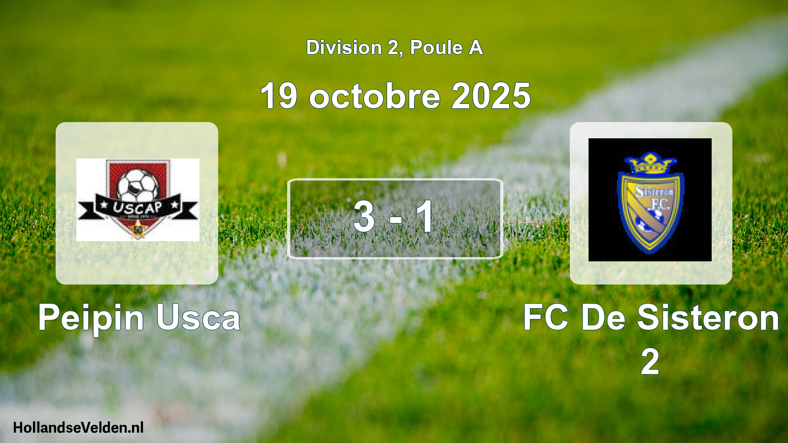 Total number of matches played: Peipin Usca - FC De Sisteron 2 3 - 1 (19 October 2025)