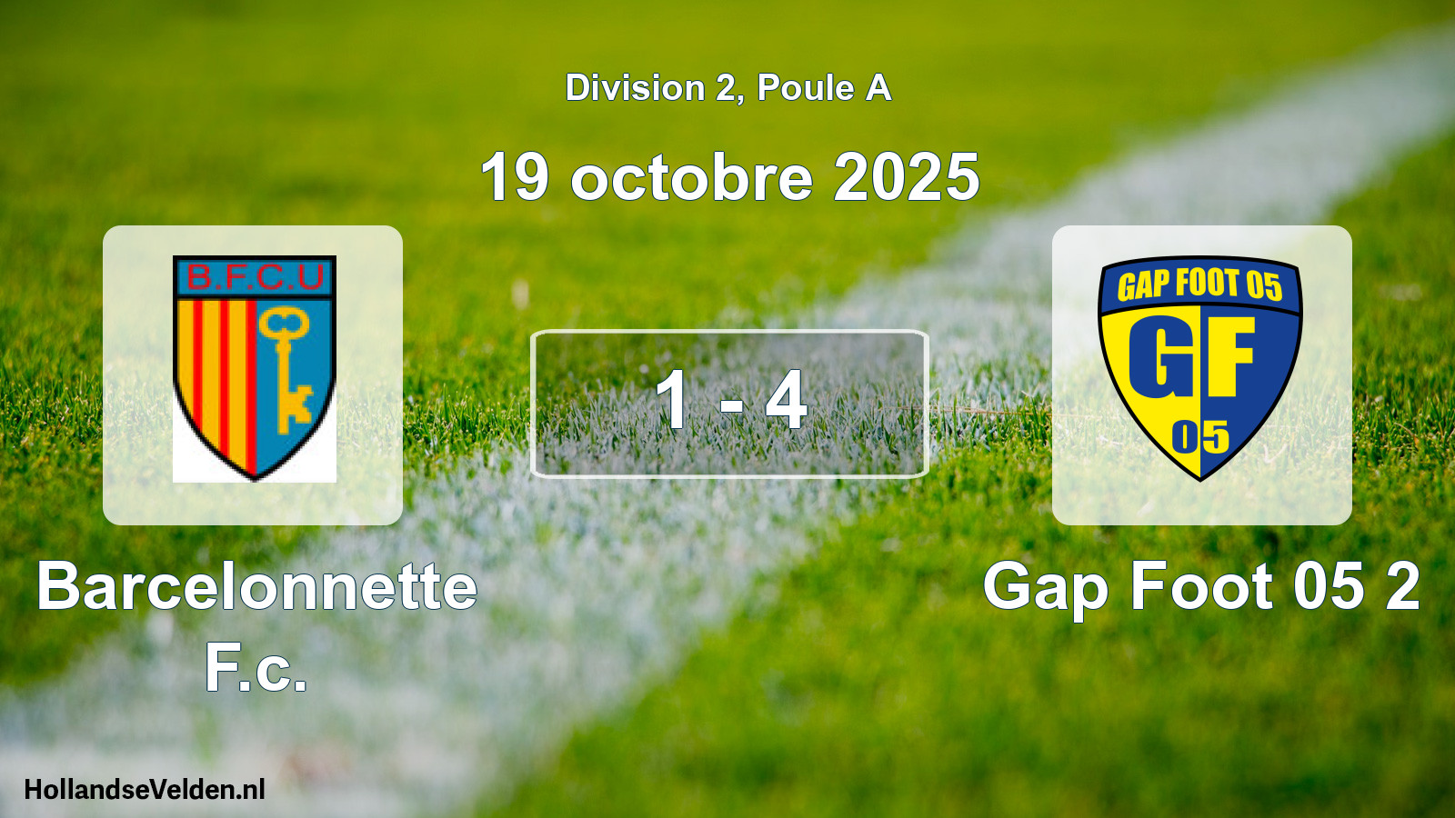 Total number of matches played: Barcelonnette F.c. - Gap Foot 05 2 1 - 4 (19 October 2025)