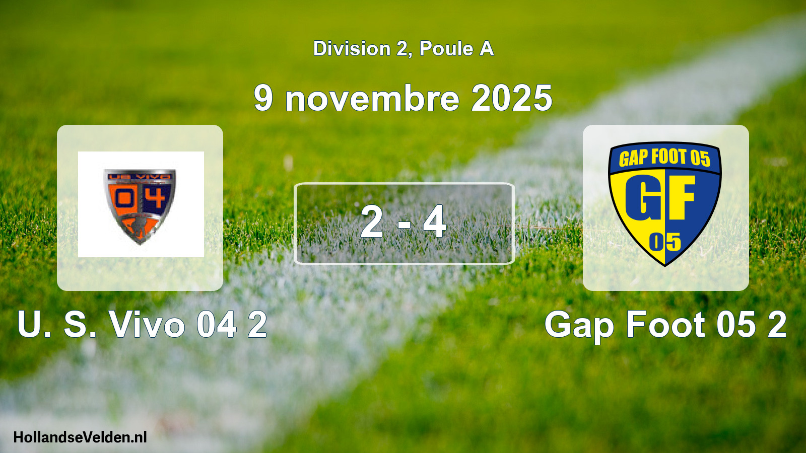 Total number of matches played: U. S. Vivo 04 2 - Gap Foot 05 2 2 - 4 (9 November 2025)