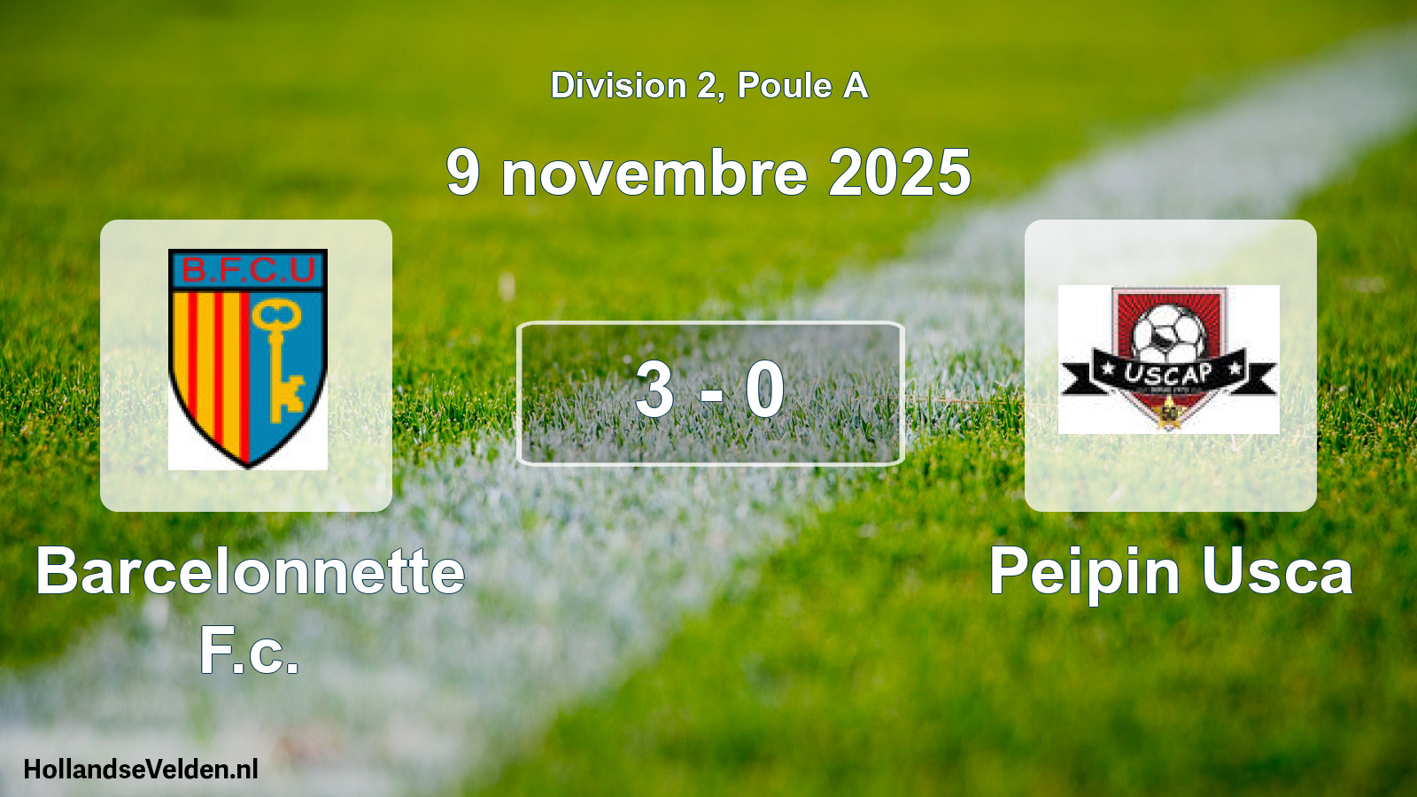 Total number of matches played: Barcelonnette F.c. - Peipin Usca 3 - 0 (9 November 2025)