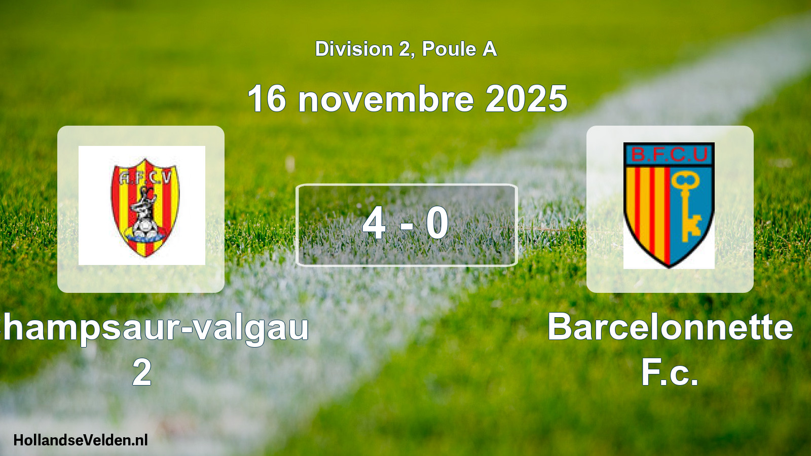 Gespeelde wedstrijd: Champsaur-valgau 2 - Barcelonnette F.c. 4 - 0 (16 november 2025)