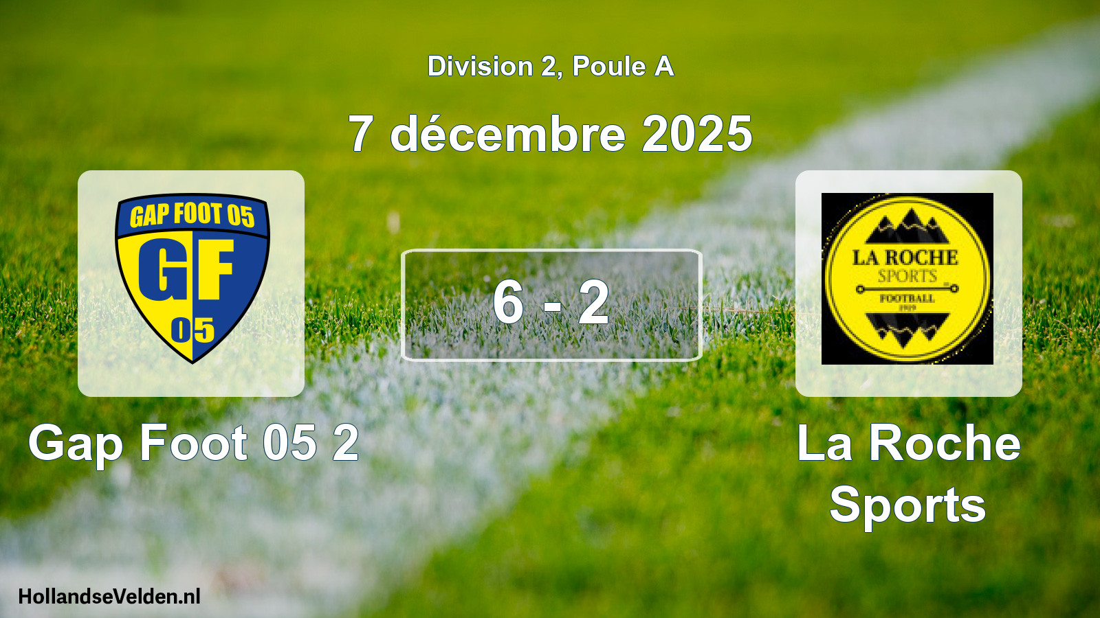 Total number of matches played: Gap Foot 05 2 - La Roche Sports 6 - 2 (7 December 2025)