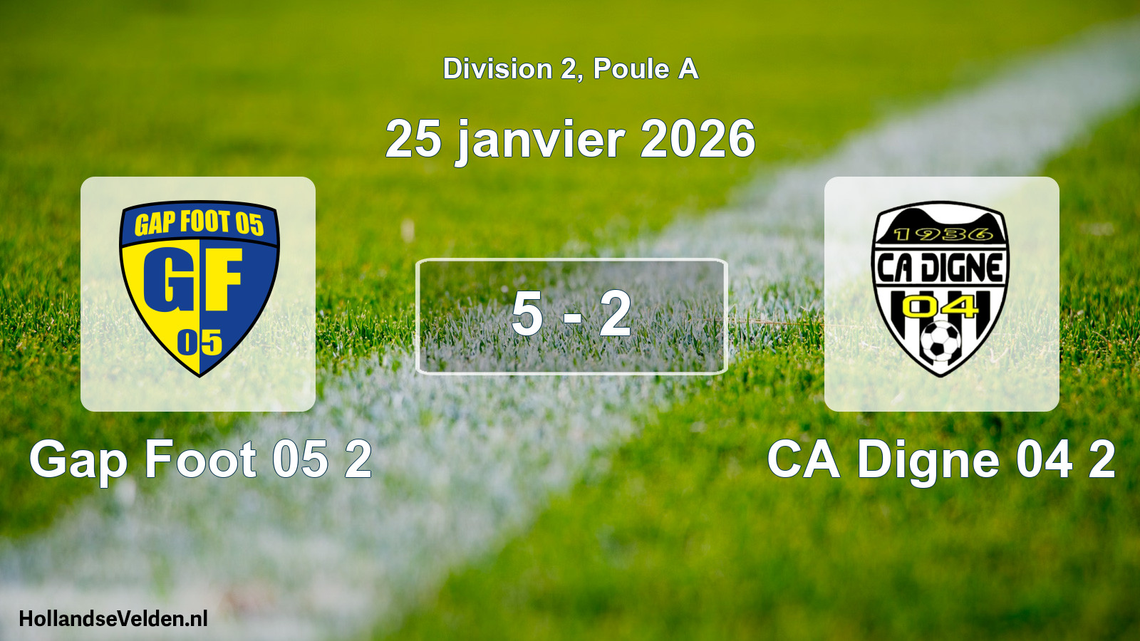 Total number of matches played: Gap Foot 05 2 - CA Digne 04 2 5 - 2 (25 January 2026)