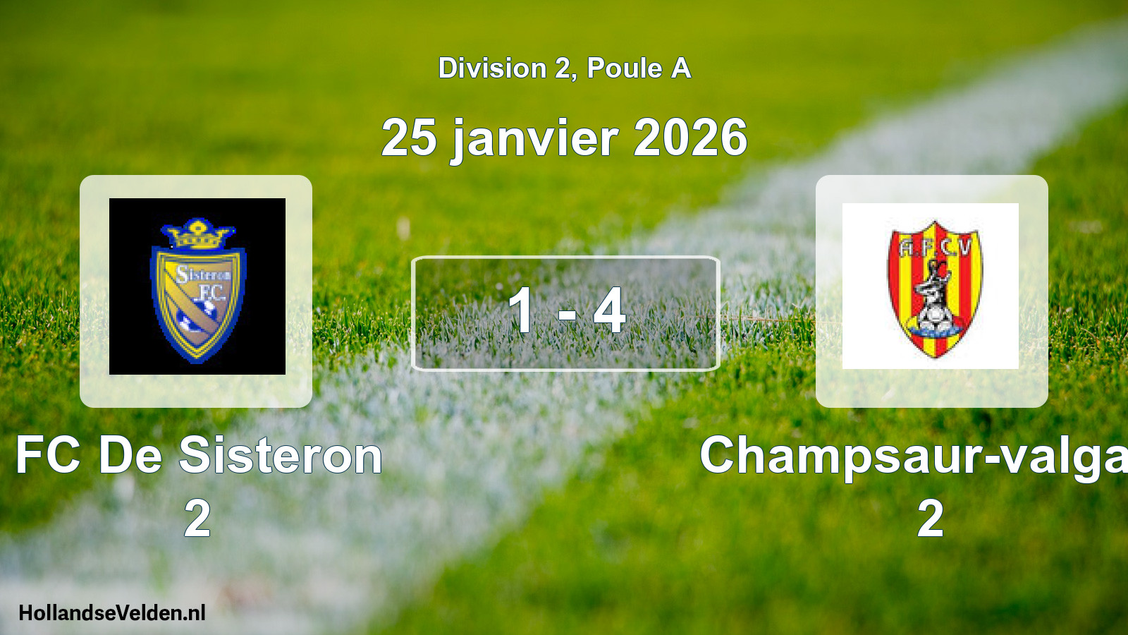 Total number of matches played: FC De Sisteron 2 - Champsaur-valgau 2 1 - 4 (25 January 2026)