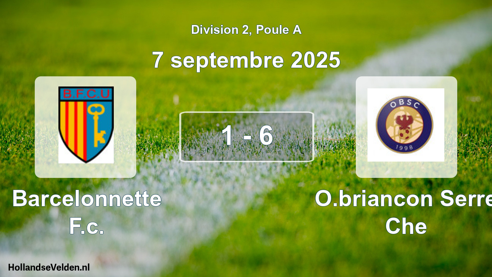 Gespeelde wedstrijd: Barcelonnette F.c. - O.briancon Serre Che 1 - 6 (7 september 2025)