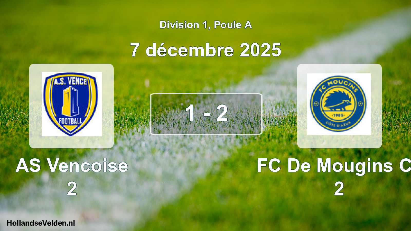 Match joué: AS Vencoise 2 - FC De Mougins Ca 2 1 - 2 (7 décembre 2025)