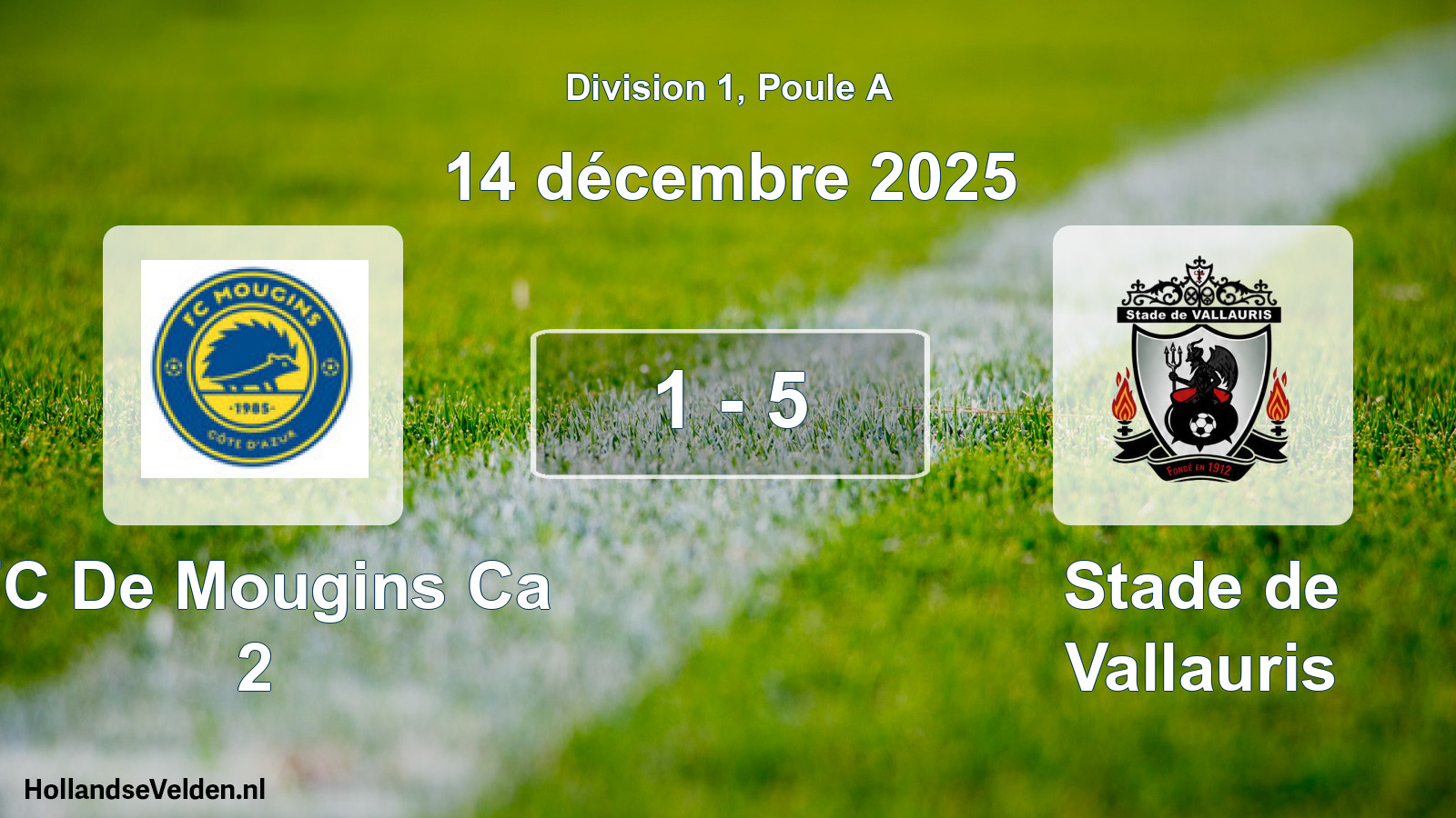 Match joué: FC De Mougins Ca 2 - Stade de Vallauris 1 - 5 (14 décembre 2025)