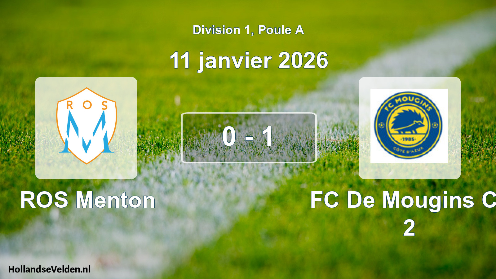 Match joué: ROS Menton - FC De Mougins Ca 2 0 - 1 (11 janvier 2026)