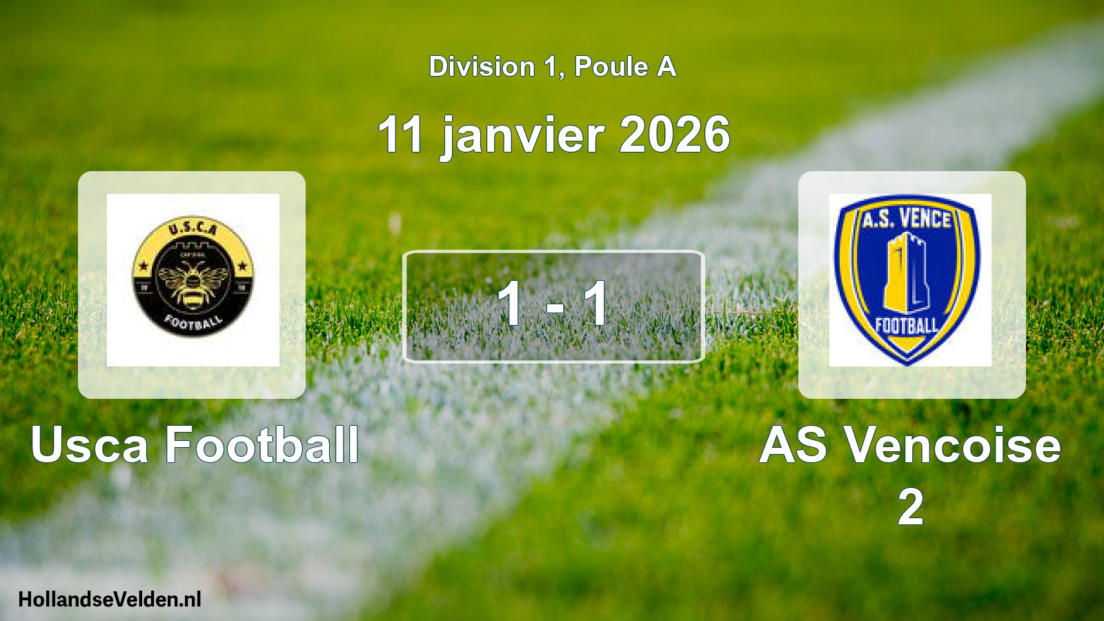 Match joué: Usca Football - AS Vencoise 2 1 - 1 (11 janvier 2026)