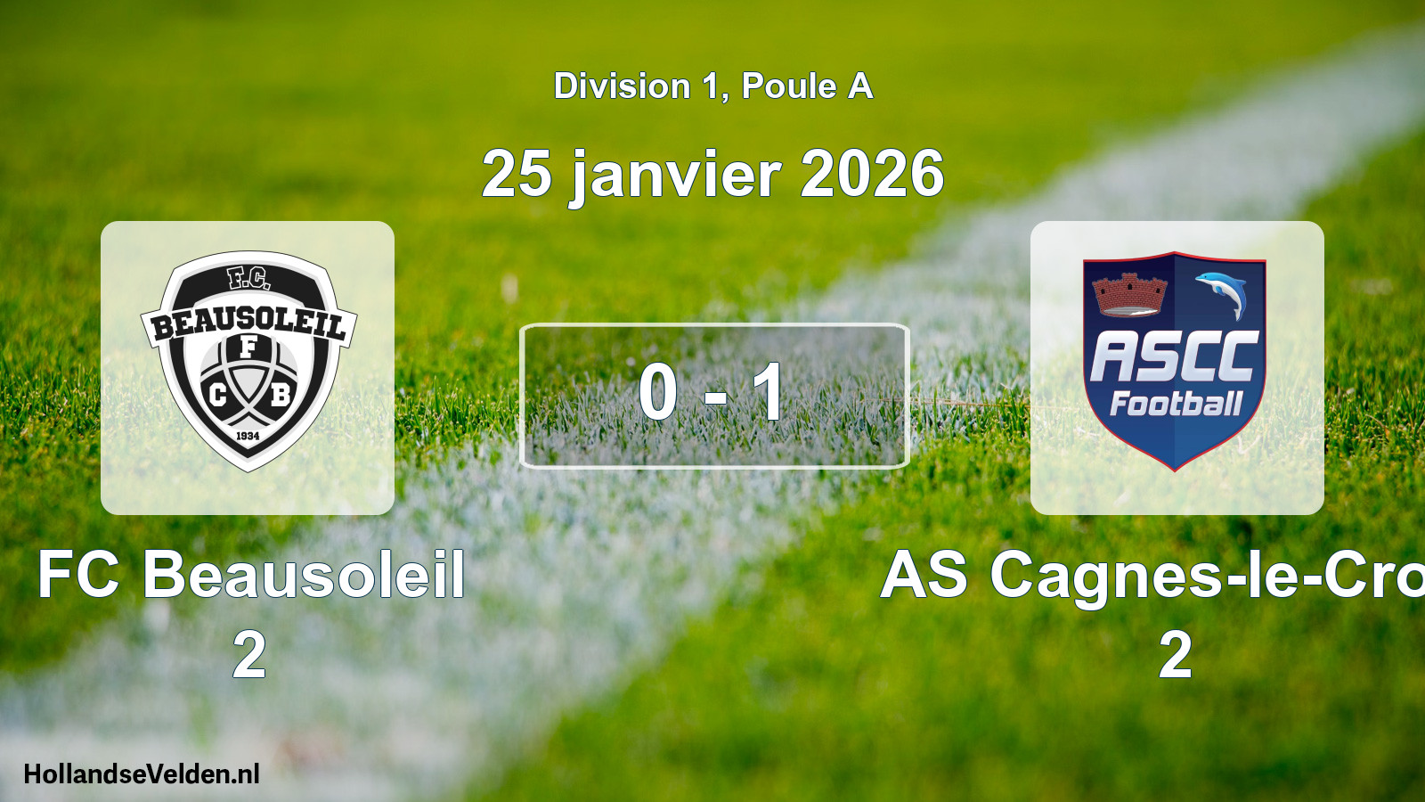Match joué: FC Beausoleil 2 - AS Cagnes-le-Cros 2 0 - 1 (25 janvier 2026)