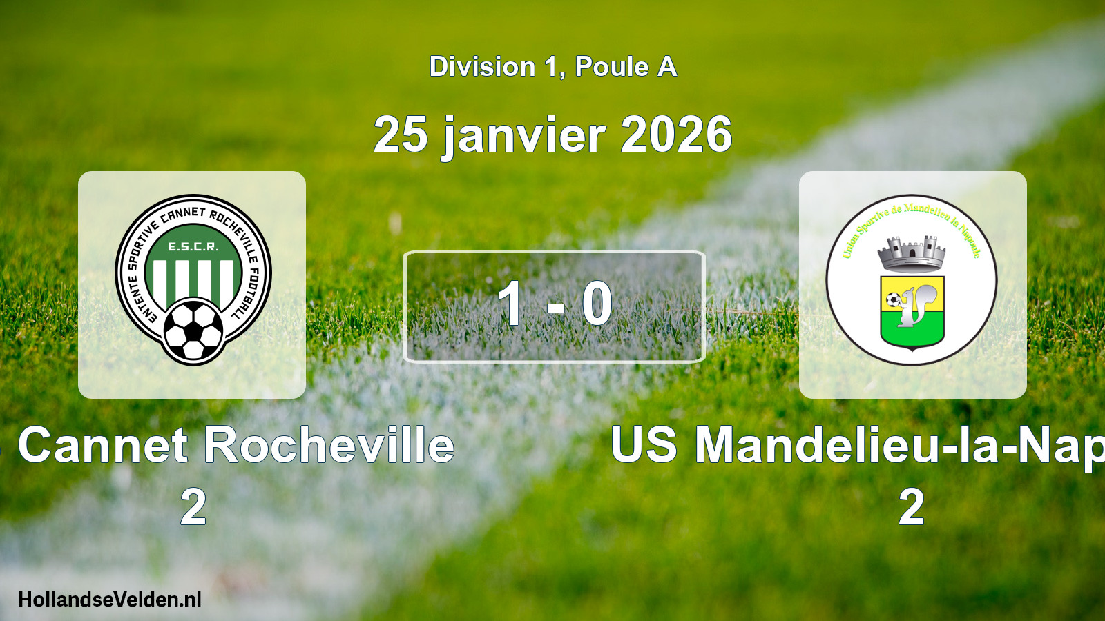 Match joué: ES Cannet Rocheville 2 - US Mandelieu-la-Napoule 2 1 - 0 (25 janvier 2026)