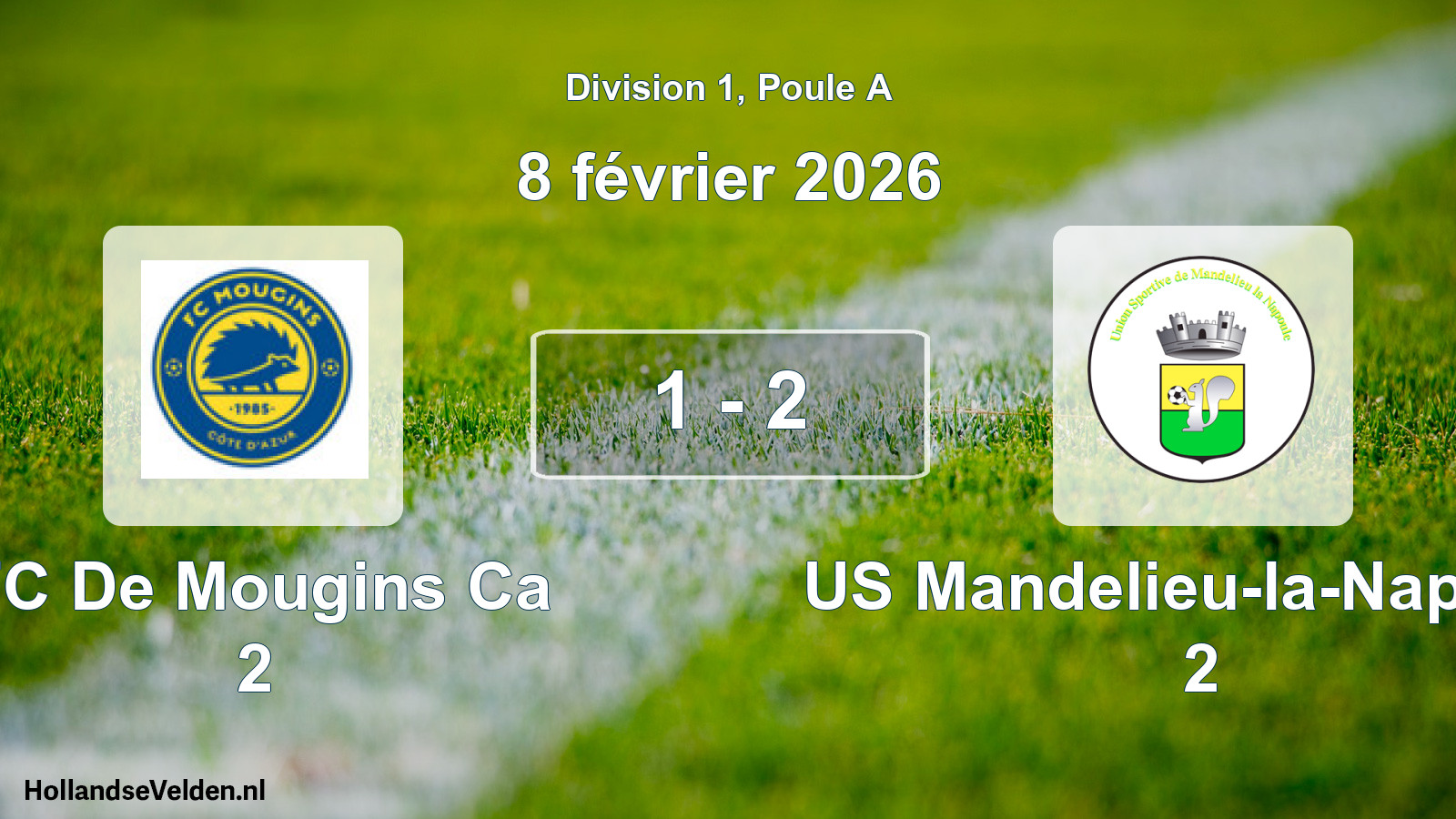 Match joué: FC De Mougins Ca 2 - US Mandelieu-la-Napoule 2 1 - 2 (8 février 2026)