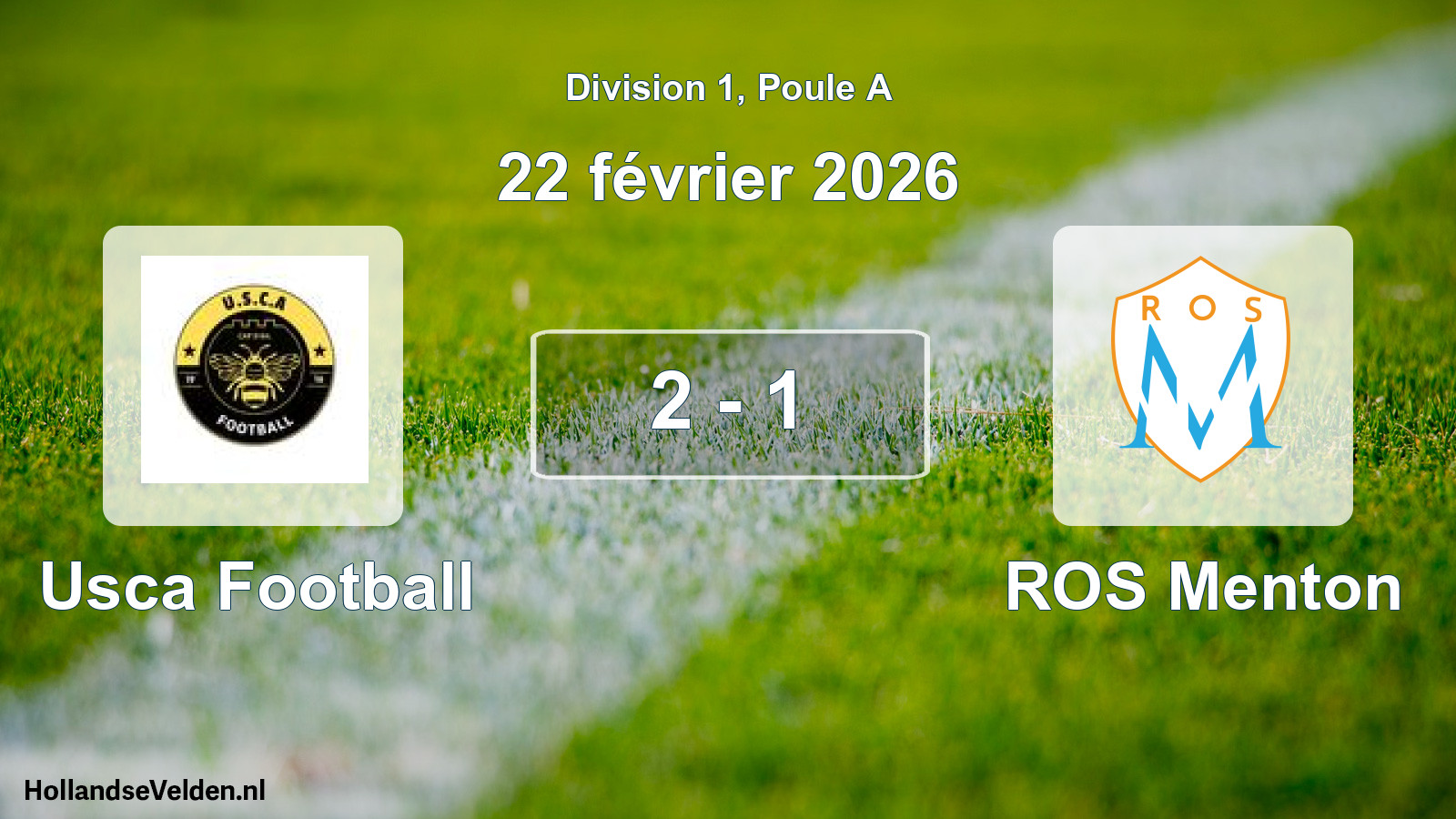 Match joué: Usca Football - ROS Menton 2 - 1 (22 février 2026)