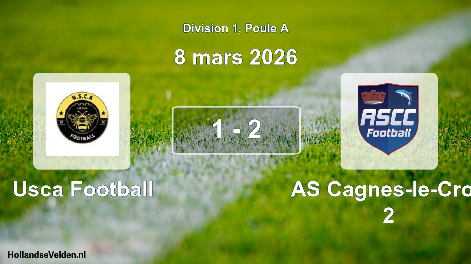 Match joué: Usca Football - AS Cagnes-le-Cros 2 1 - 2 (8 mars 2026)