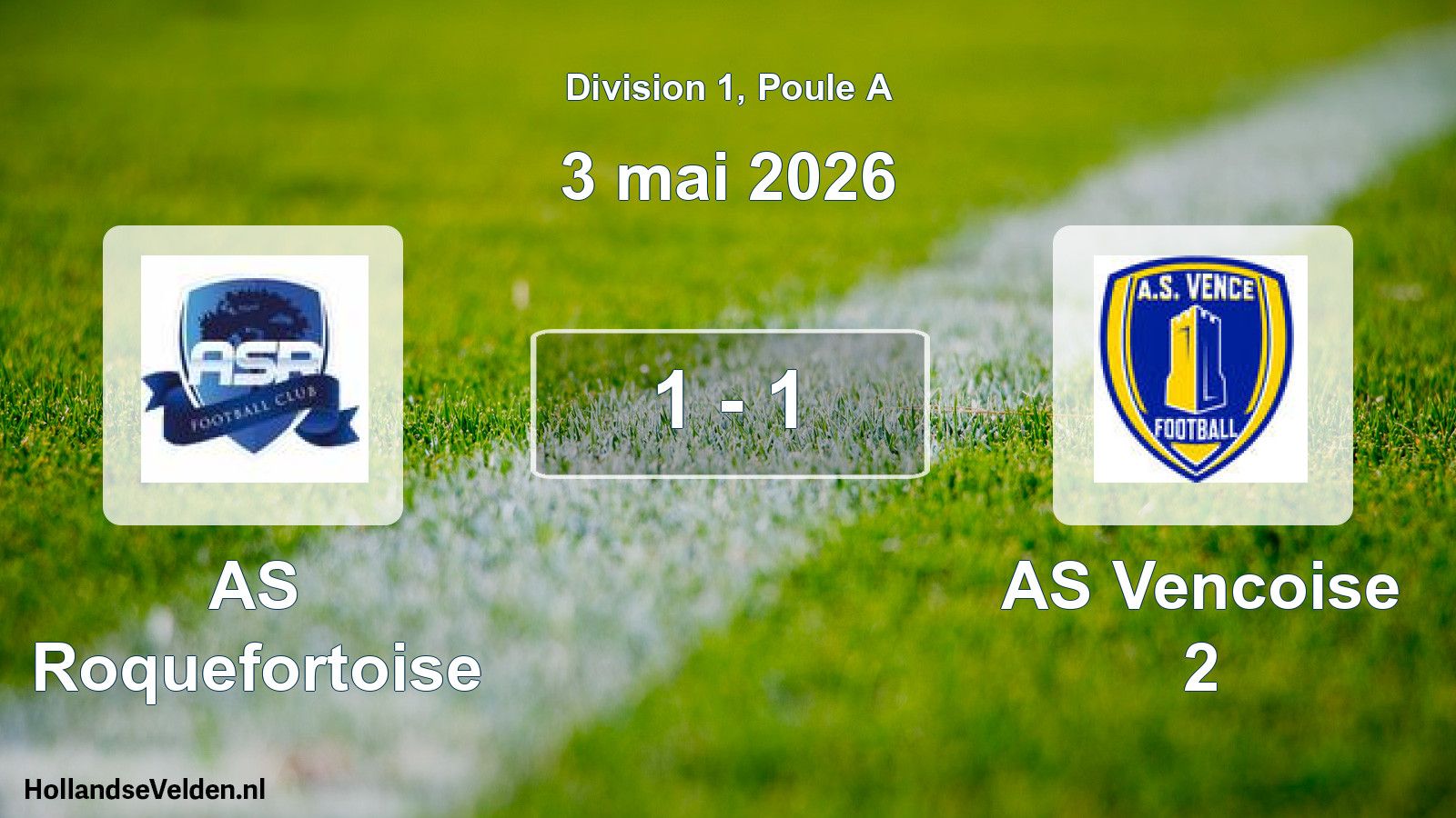 Match joué: AS Roquefortoise - AS Vencoise 2 1 - 1 (3 mai 2026)