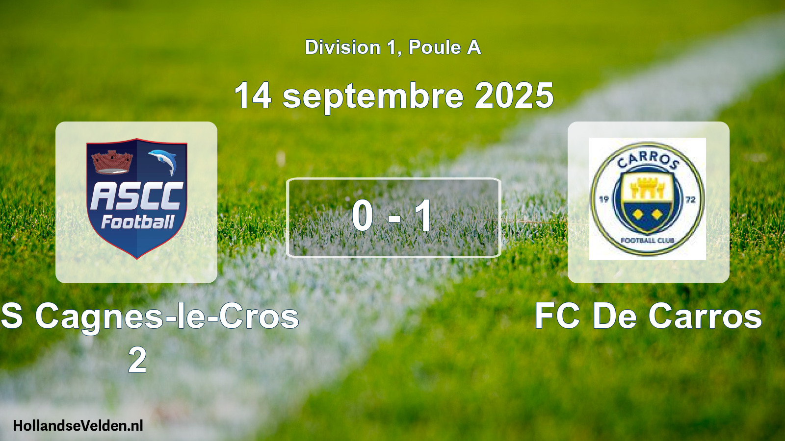 Match joué: AS Cagnes-le-Cros 2 - FC De Carros 0 - 1 (14 septembre 2025)