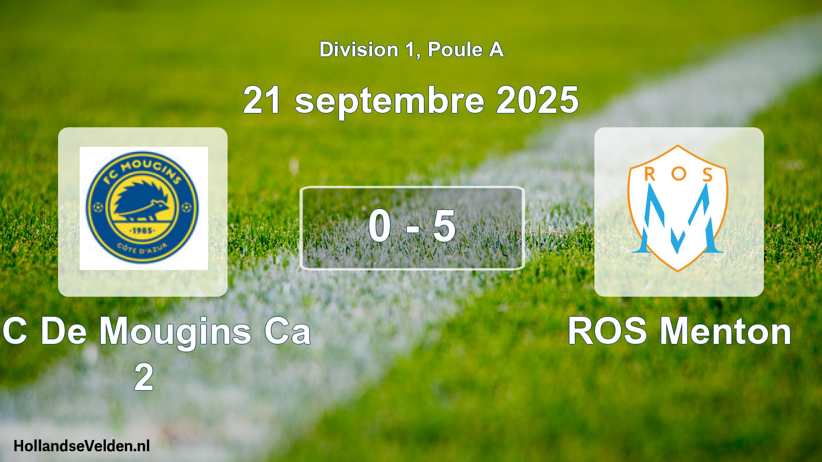 Match joué: FC De Mougins Ca 2 - ROS Menton 0 - 5 (21 septembre 2025)