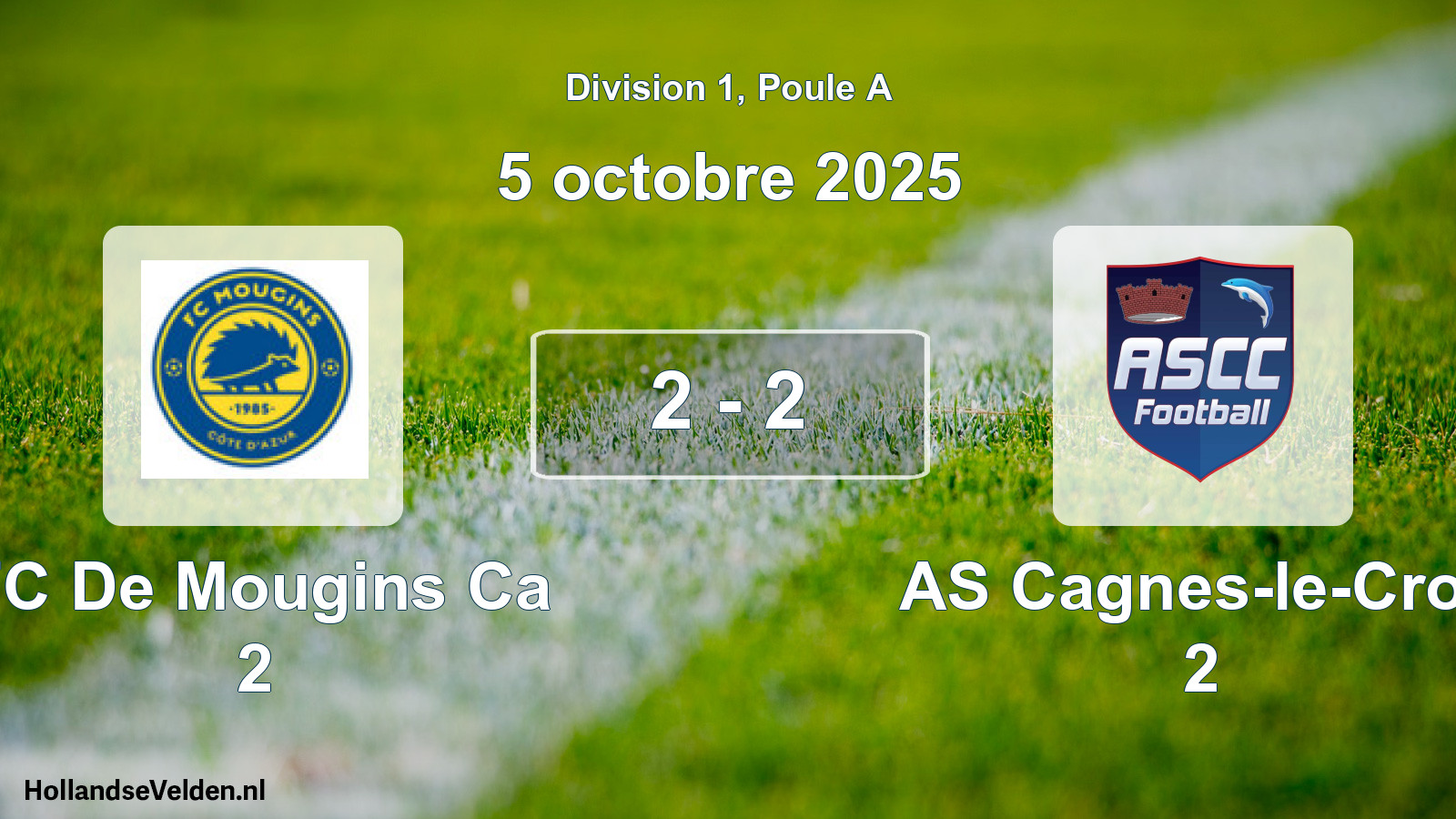 Match joué: FC De Mougins Ca 2 - AS Cagnes-le-Cros 2 2 - 2 (5 octobre 2025)