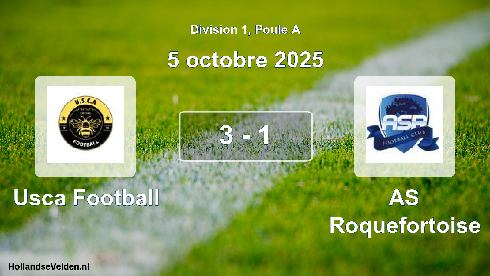 Match joué: Usca Football - AS Roquefortoise 3 - 1 (5 octobre 2025)