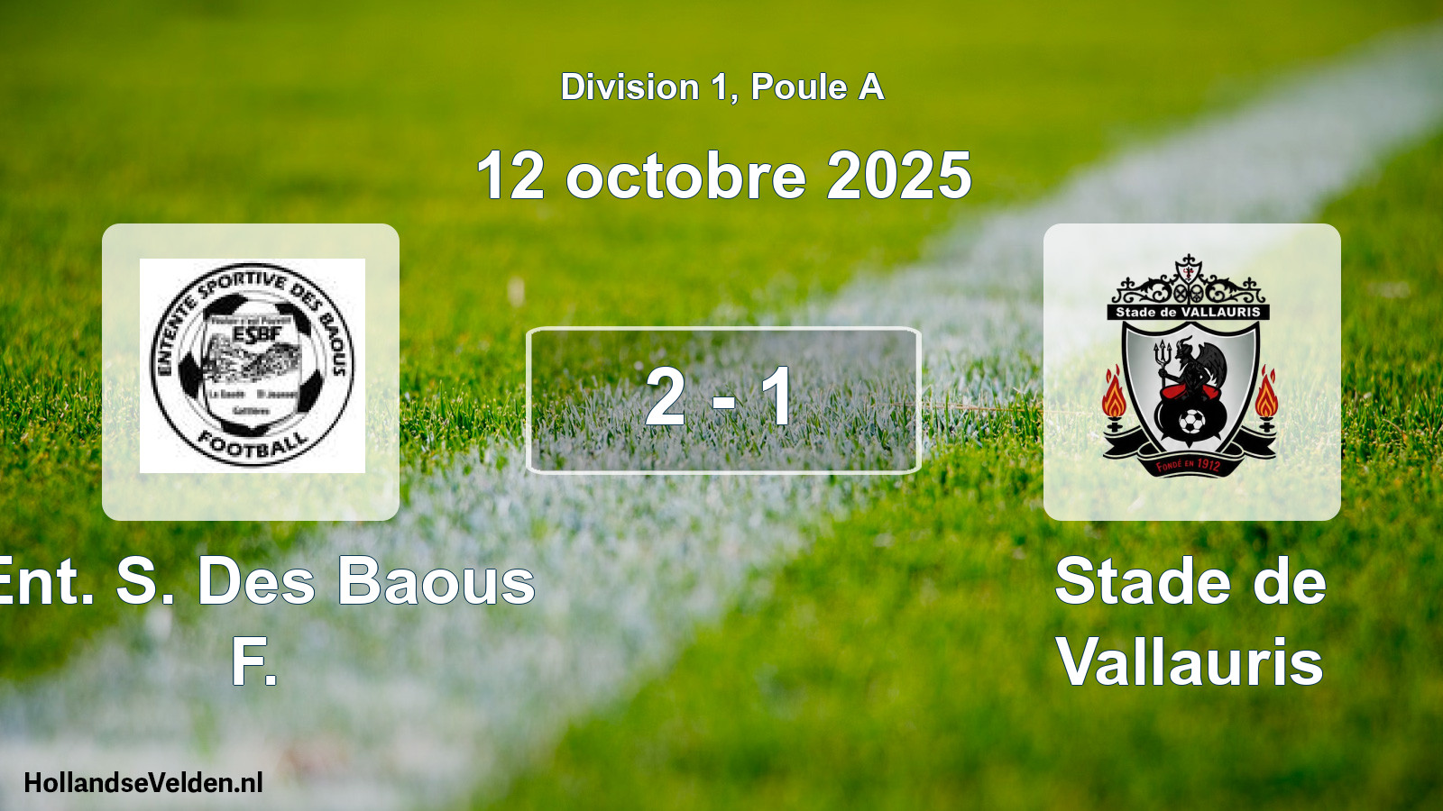 Match joué: Ent. S. Des Baous F. - Stade de Vallauris 2 - 1 (12 octobre 2025)