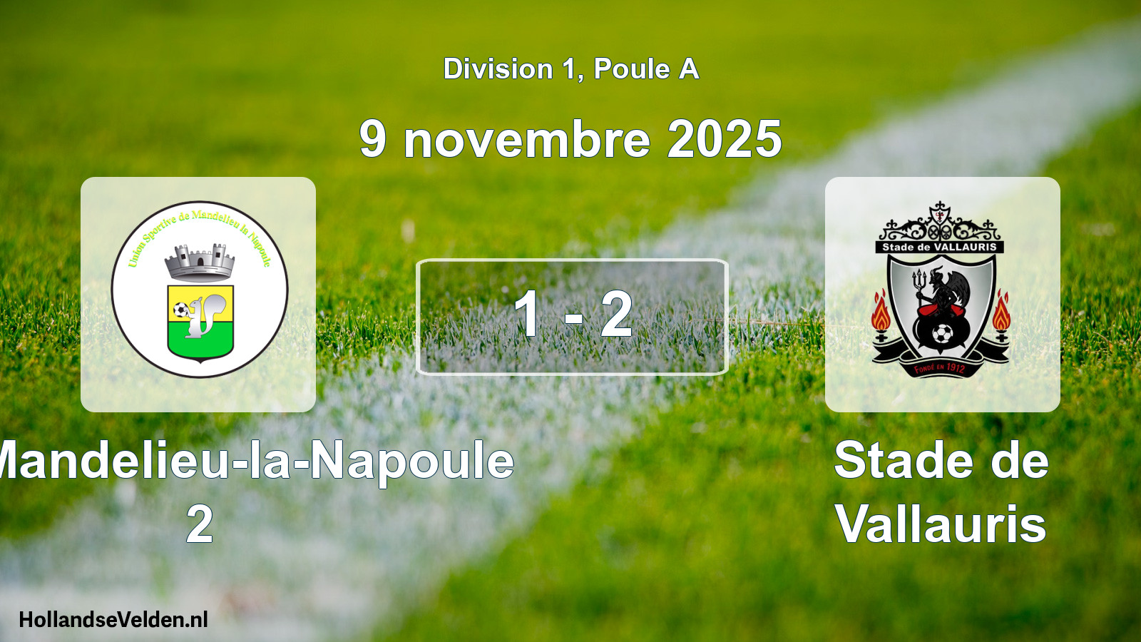 Match joué: US Mandelieu-la-Napoule 2 - Stade de Vallauris 1 - 2 (9 novembre 2025)