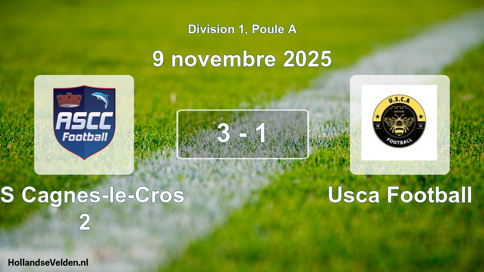 Match joué: AS Cagnes-le-Cros 2 - Usca Football 3 - 1 (9 novembre 2025)