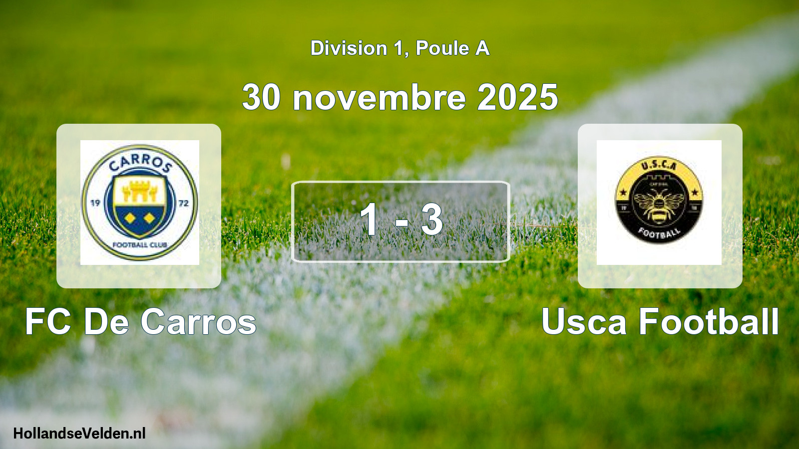 Match joué: FC De Carros - Usca Football 1 - 3 (30 novembre 2025)