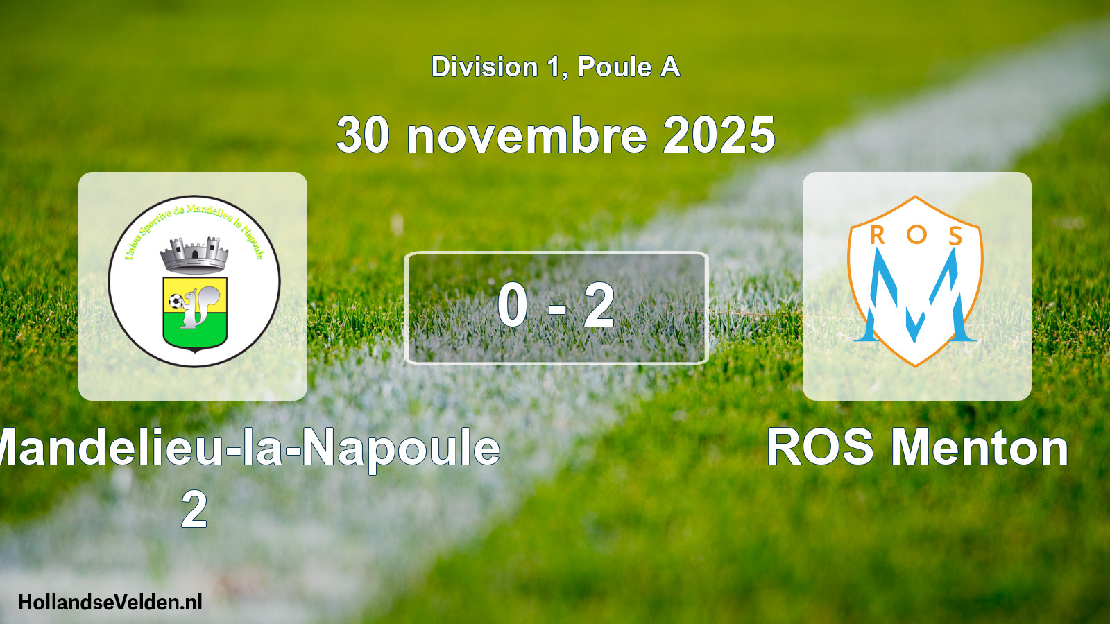Match joué: US Mandelieu-la-Napoule 2 - ROS Menton 0 - 2 (30 novembre 2025)